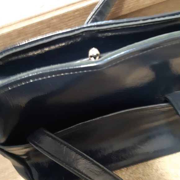 Old-style Navy patent kiss-close handbag - Picture 3 of 8